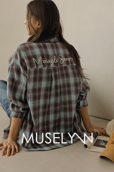 [뮤즈린] 네즈 레터링 자수 체크 셔츠